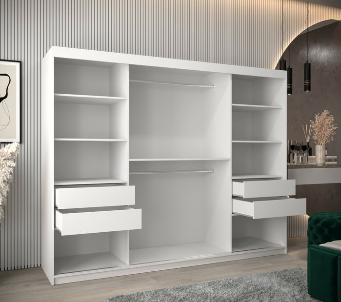 Šatníková skriňa 250 cm Verika 1 250 (biela + dub sonoma)