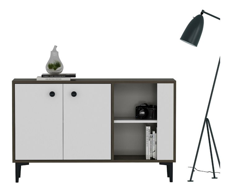 Konzolový stolík Samove 2 (orech + biela) 