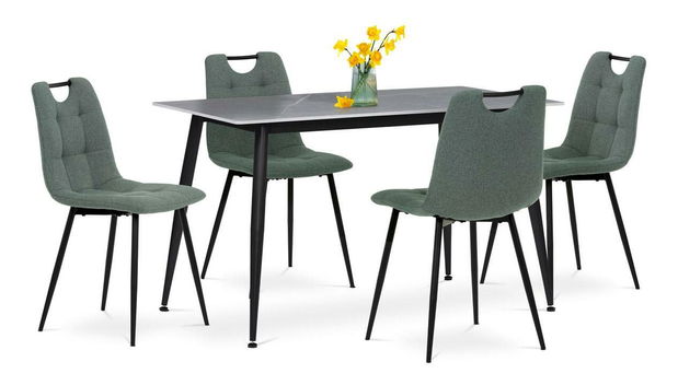 Blagovaonski set Atribuirles (sivi mramor + zelena) (za 4 osobe)