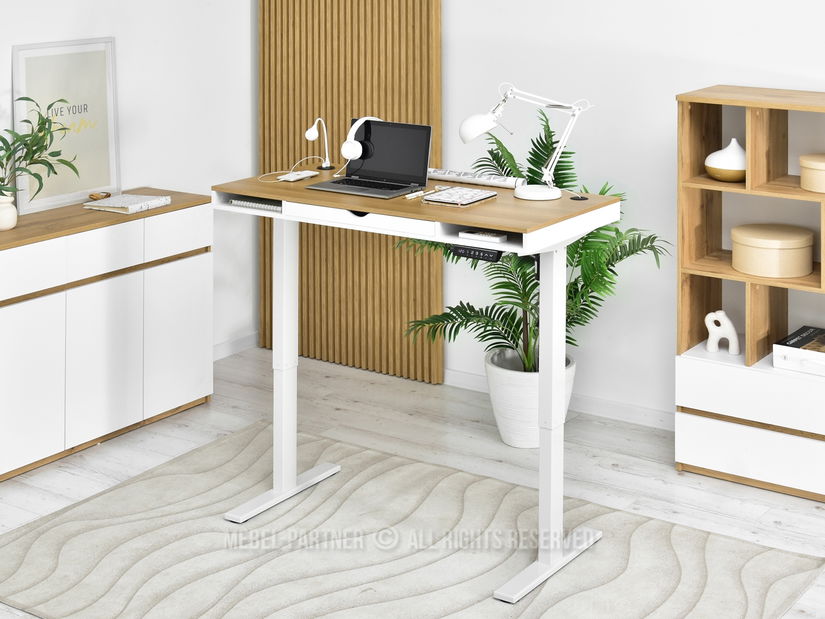 PC asztal Osto 120 (fehér tölgy + fekete)