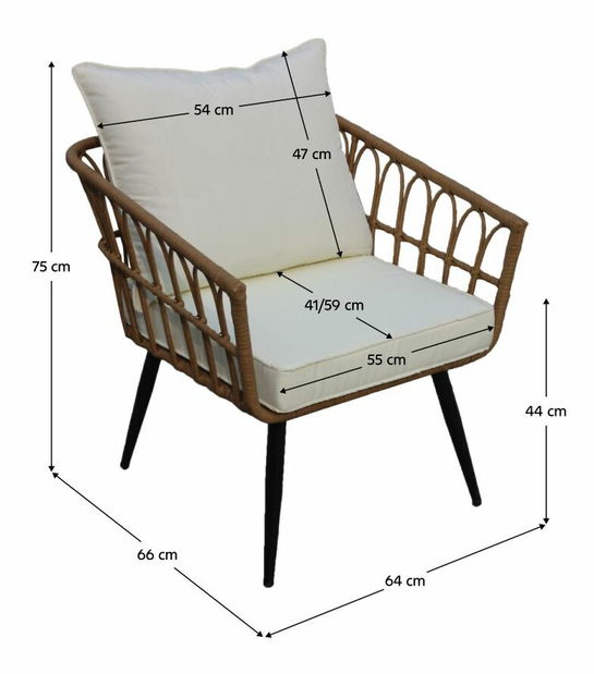 Kerti szék ARALA (natúr + fekete + bézs)