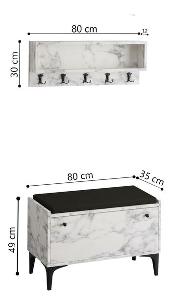 Predsieňová zostava Aliex 10 (mramor carrara)