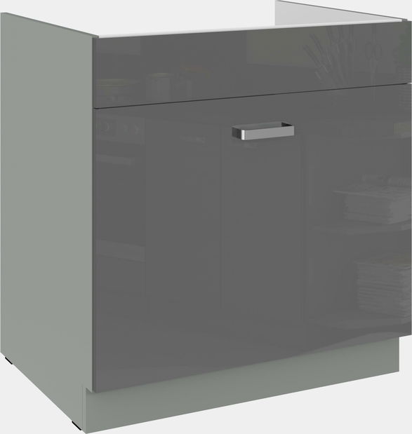 Dulap inferior de bucătărie pod drez Gonir 80 ZL 1S BB (Cadru: gri + front: gri lucios)