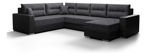Rohová sedačka v tvare U Glide 3 (tmavosivá + čierna) (L)