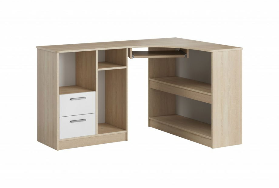 Masă PC Sabenna (stejar sonoma + alb) (S)