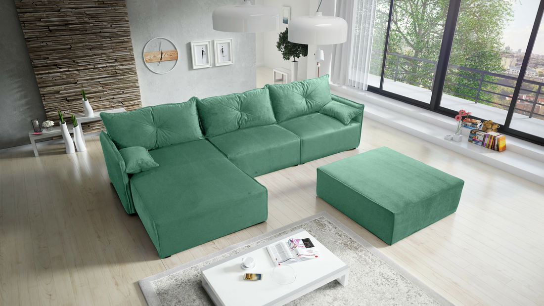 Rohová sedačka Leonaro 2 (mätová) (L)