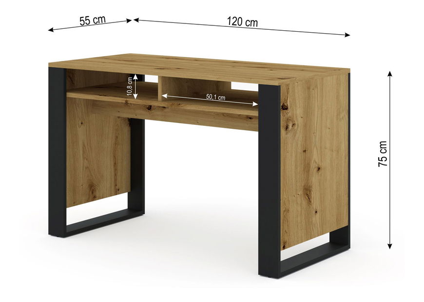 PC stolić Montana (hrast artisan + crna)