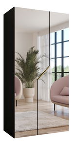 Šatníková skriňa Alaris 3 100 (čierna + zlatá) (so zrkadlom)