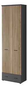 Šatníková skriňa Mablo (antracit + dub artisan + čierna)