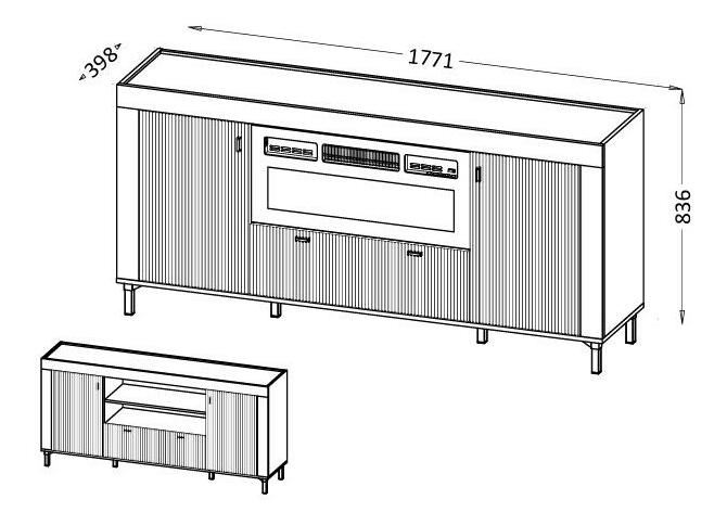 Komoda Mossana MO7 (crna)