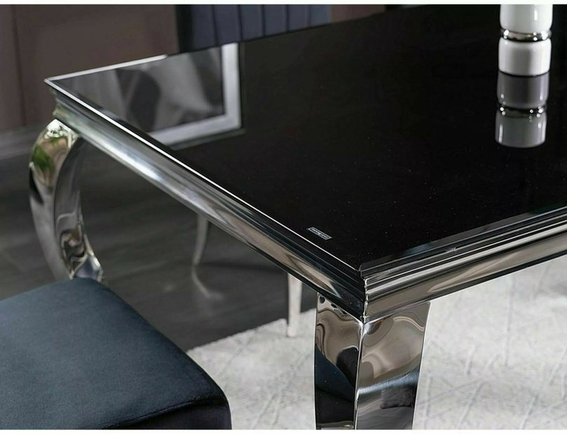 Jedálenský stôl 150 cm Pria (čierna + chrómová) (pre 4 až 6 osôb)