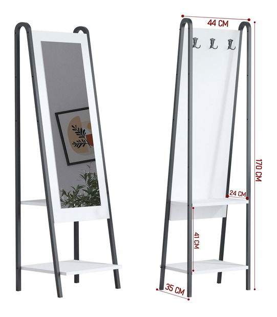 Állványos tükör Tenovo (fehér + fekete) 