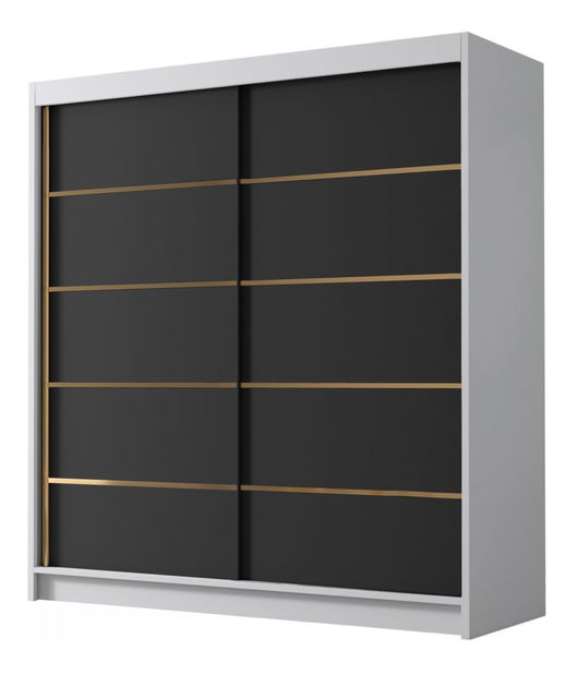 Dulap de haine cu uși culisante Bratoke IV 180 (Alb + auriu) 