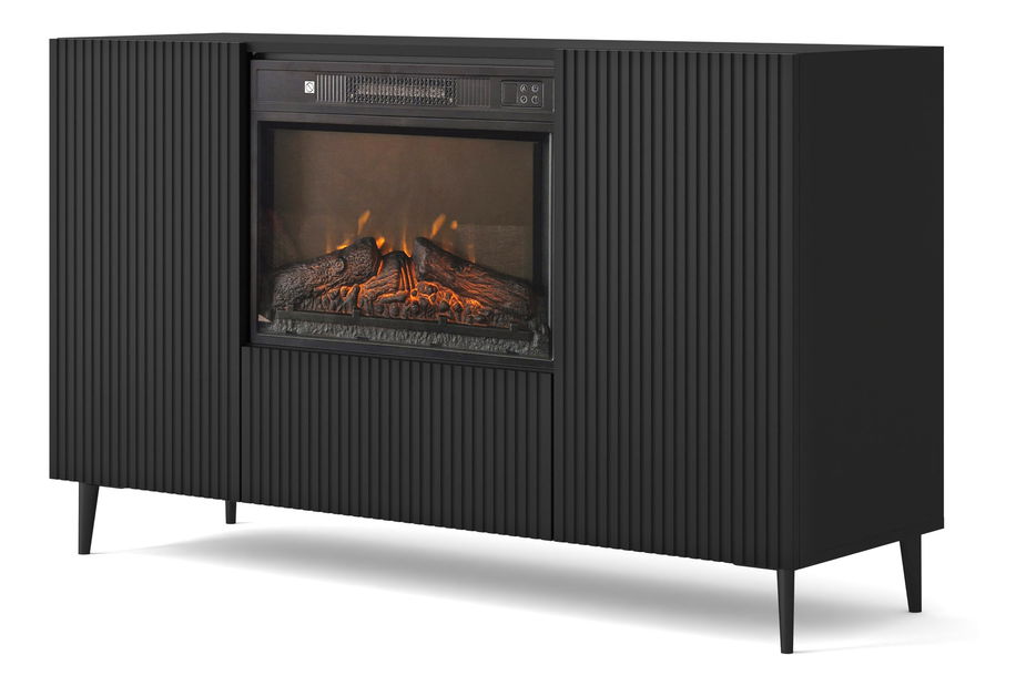 Comodă cu bioșemineu electric 2D1K Rowanna (Negru)