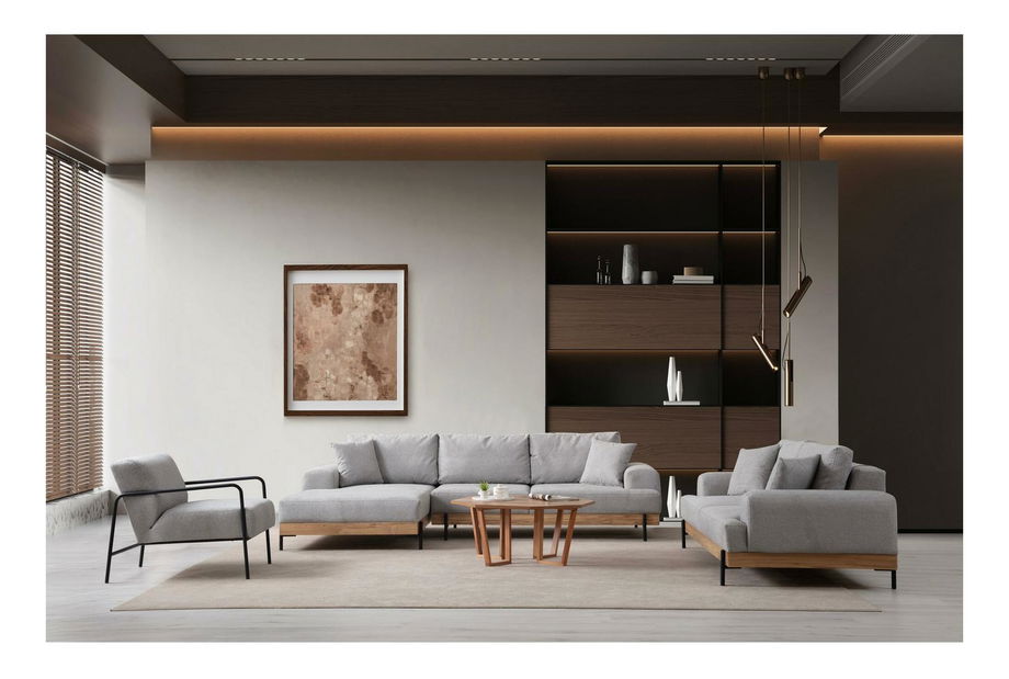 Colțar Etorella (S) (gri + Stejar)