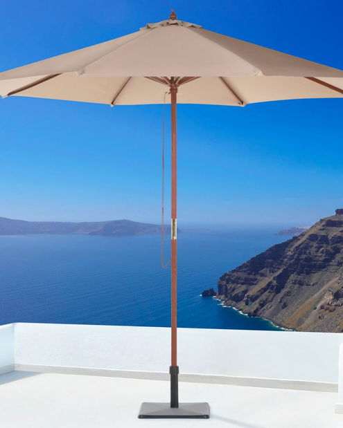 Záhradný slnečník 270 cm TRATORIA II (drevo) (pieskovo béžová)