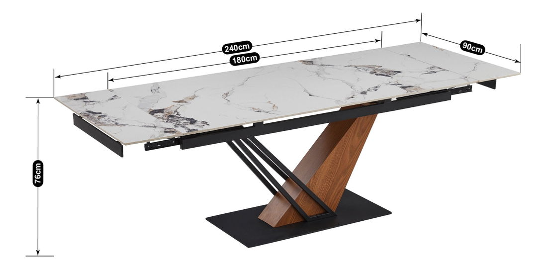 Rozkladací jedálenský stôl Rixy (biela + dub) (pre 6-8 osôb)