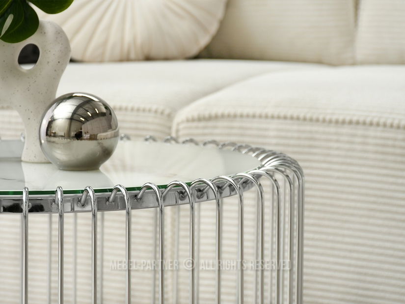 Stolić za kavu Nils M (bijeli mramor + krom)