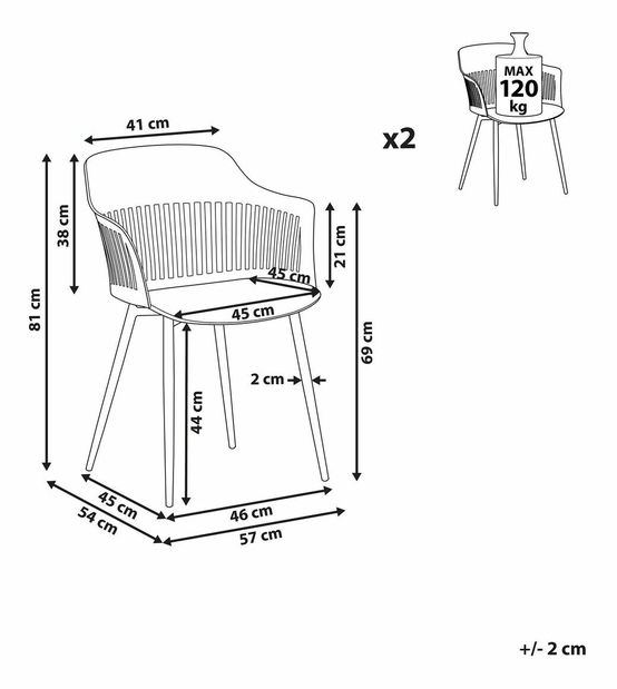 Set 2 buc. scaune de sufragerie BARCA (roz)