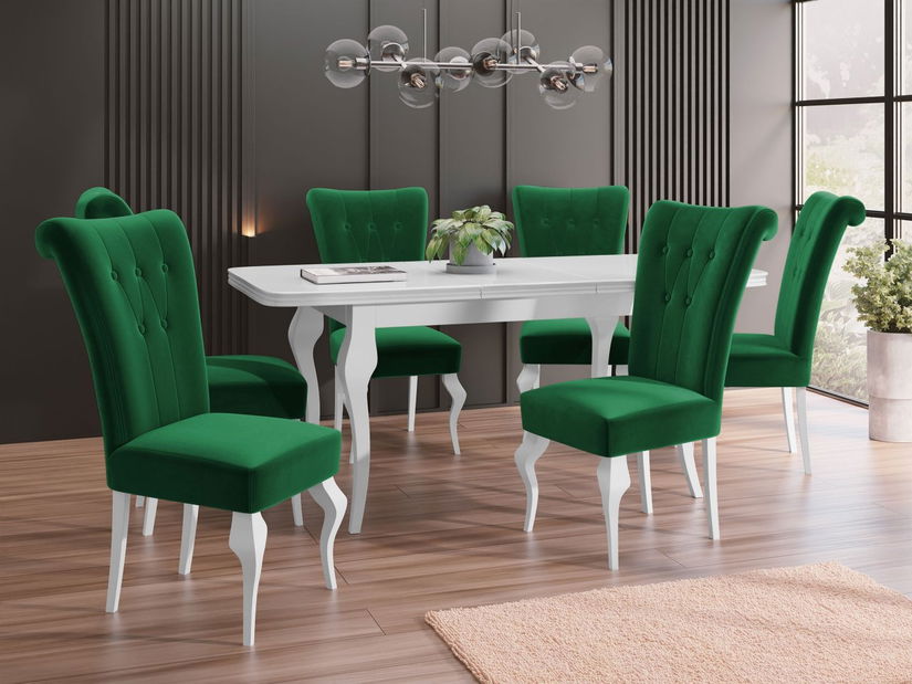 Set sufragerie (pentru 6 persoane) Jundia ST63 (verde închis + alb)