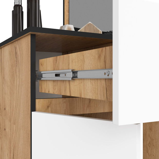 Toaletný stolík Parijat (dub craft + biela) (so zrkadlom) (L)