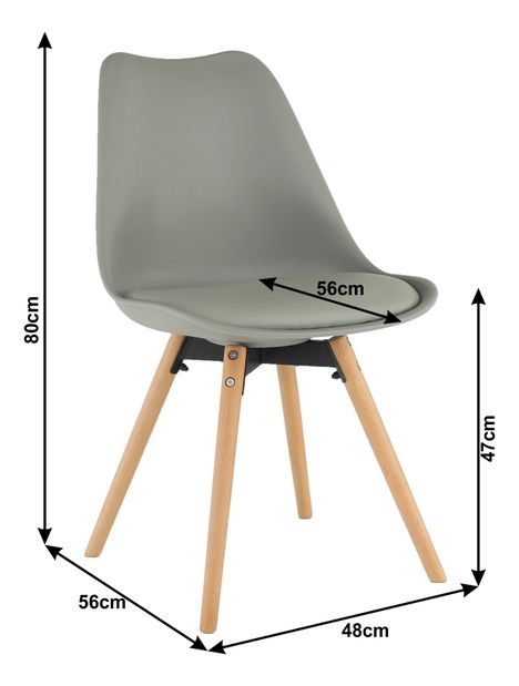 Jedálenská stolička Samim (svetlosivá + buk)