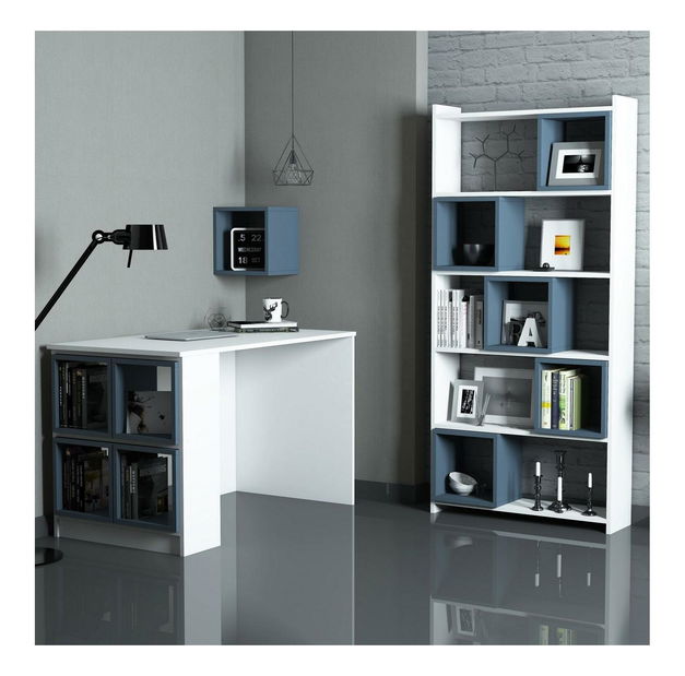 Masă PC cu raft Babar (Alb + albastru)