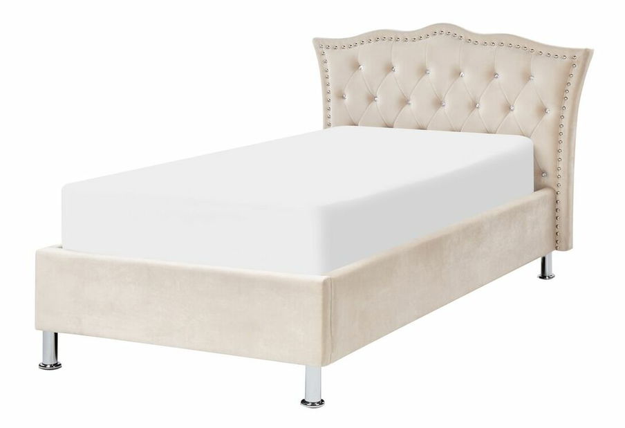 Egyszemélyes ágy 200 x 90 cm Metty (bézs) (ágyráccsal) (tárolóhellyel)