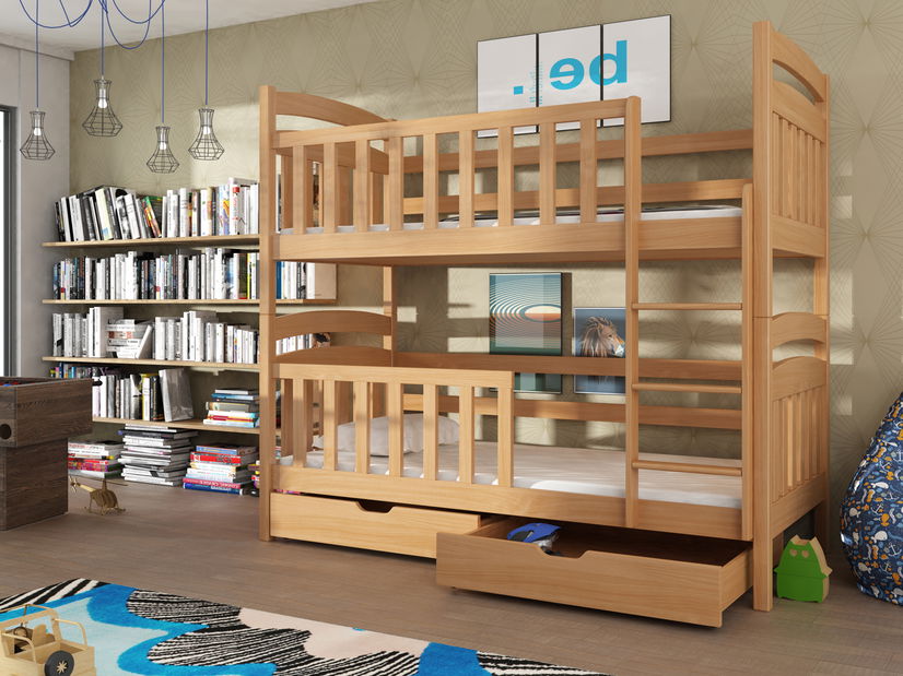 Pat pentru copii 80 cm Sarina (cu somieră și sp. de depozitare) (fag)