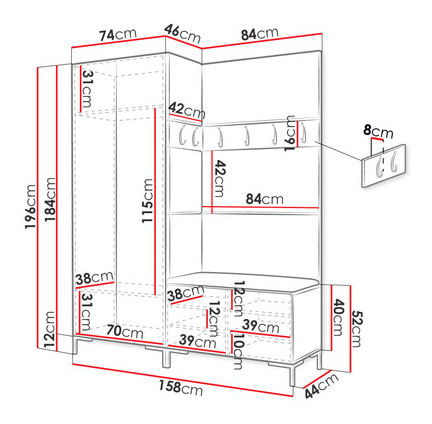 Set mobilier pentru hol Frunofta IX (negru) *lichidare stoc