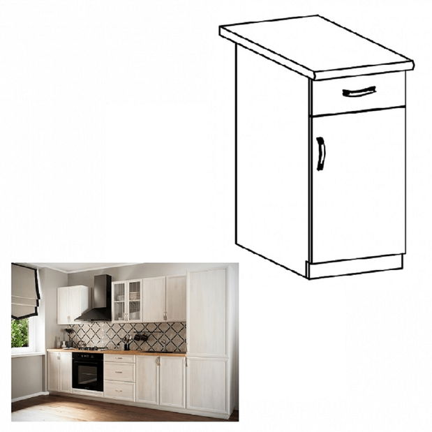 Dulap inferior de bucătărie D40S1P Sillina (sosna andersen)