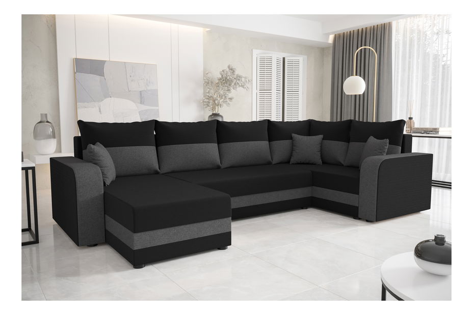 U alakú sarokkanapé Harmony Long (fekete + sötétszürke) (J)