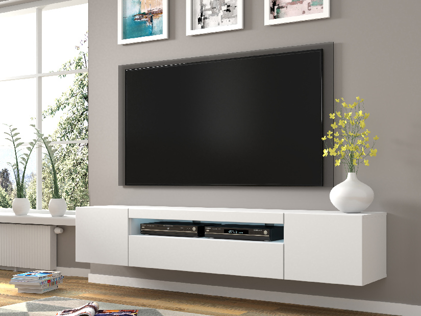 TV stolík/skrinka Aurora 200 (biela matná) (LED)