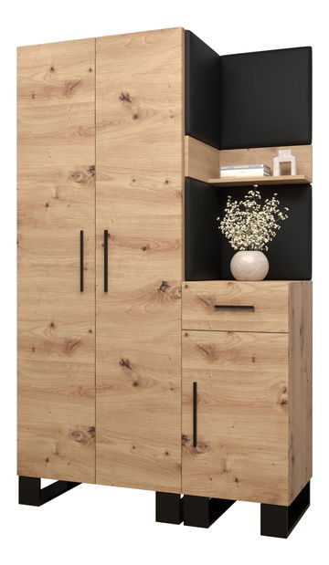 Set za predsoblje Amanda 6 (hrast artisan + crna ekokoža)