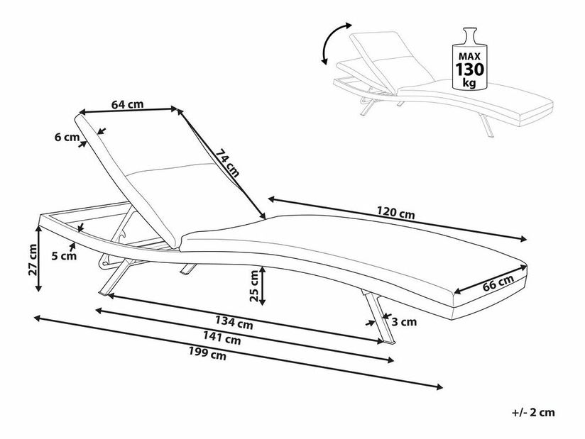 Kerti nyugágy Astia (világosszürke)