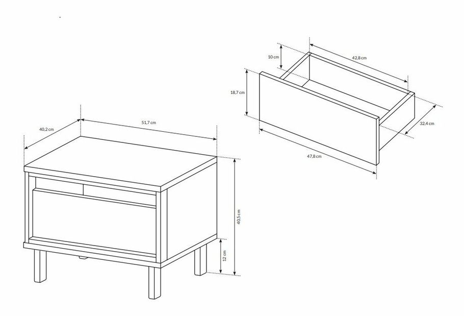 Set 2 ks. nočných stolíkov Nedra J (dub artisan + antracit)