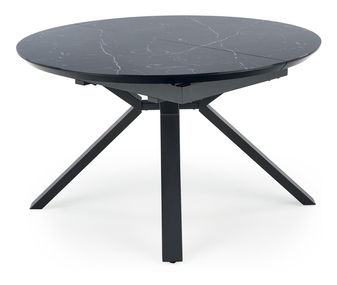 Masă de sufragerie Vengir (marmură neagră + negru) (pentru 4 până la 8 persoane)