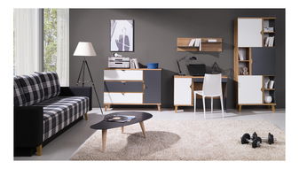 Poliță Mimone POL (stejar auriu + alb mat + grafit) *resigilat