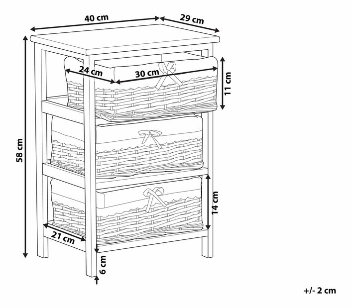 Komoda ZORIOLA (bijela + siva) (tri košare)