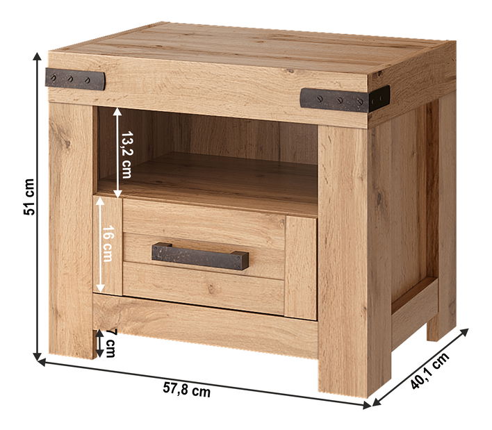 Noćni stolić Mateo 1s (hrast wotan)