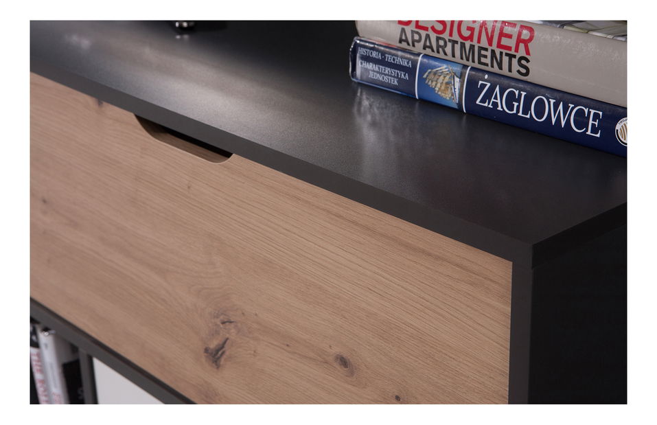 Comodă Iweta K3SZ (Alb mat + Stejar auriu)