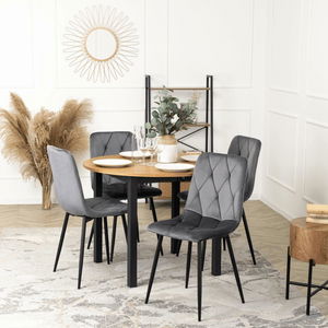 Masă sufragerie extensibilă Klebanov (stejar + negru) (pentru 4-6 persoane)