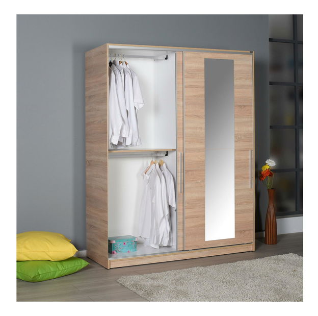 Ruhásszekrény tolóajtókkal Seworella 5 (tükörrel) (szonoma tölgy)