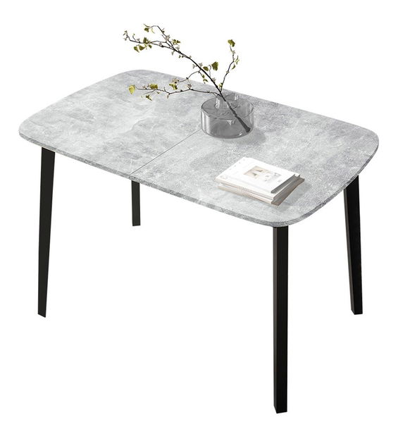 Rozkladací jedálenský stôl 130 cm Grospan S 130x80 (sivý mramor + čierna) (pre 4-6 osôb)