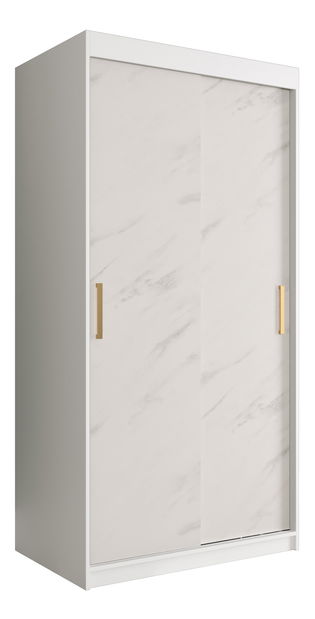 Dulap de haine 100 cm Marbelo T (mat alb + marmură albă)