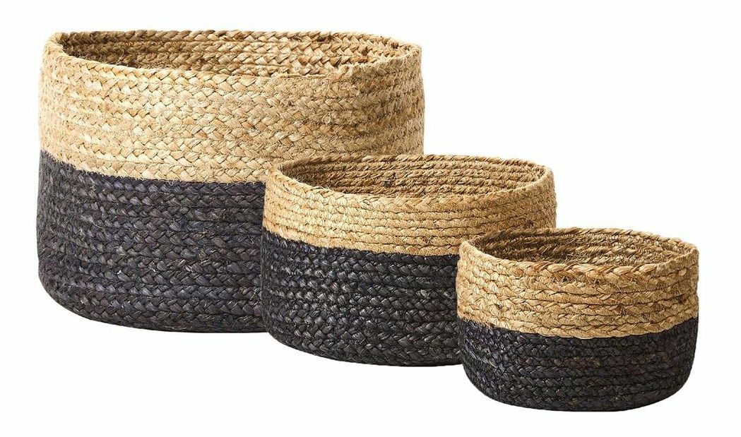 Set 3 ks úložných košov Jabza (prírodná)