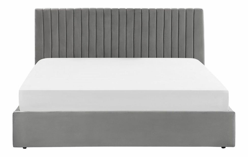Manželská posteľ 180 cm Vakarine (sivá) (s roštom a úložným priestorom)