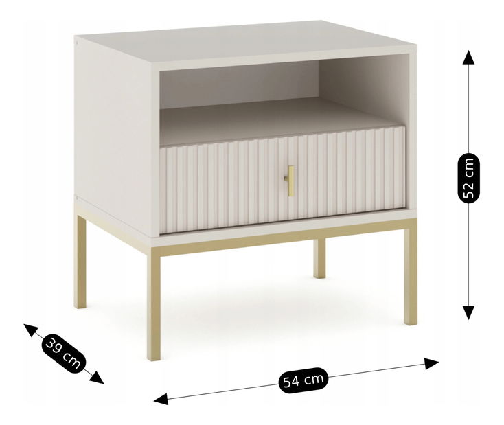 Nočný stolík Militaba (kašmír + zlatá) 