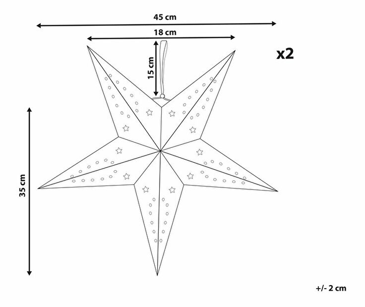 Set 2 viseće zvijezde 45 cm Monti (svjetlucava zelena)
