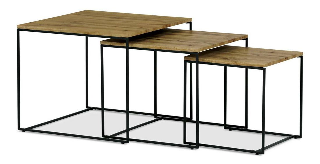 Set 3 măsuțe cafea Adeptos (stejar sălbatic)